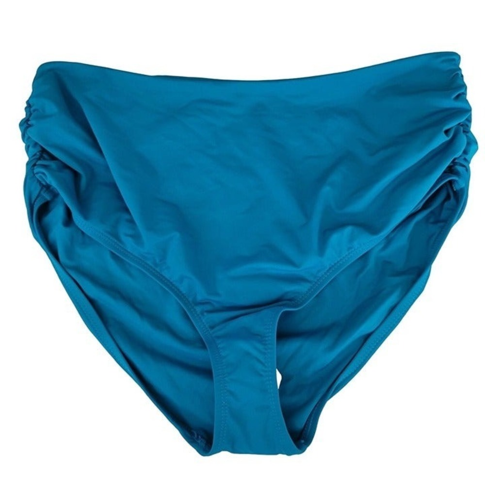 Anne Cole High Waist Ruched Convertible Bikini Bottom Teal Blue XL